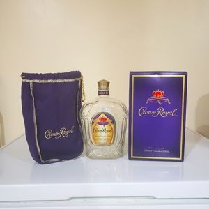 Crown Royal bottle, pouch, and box set